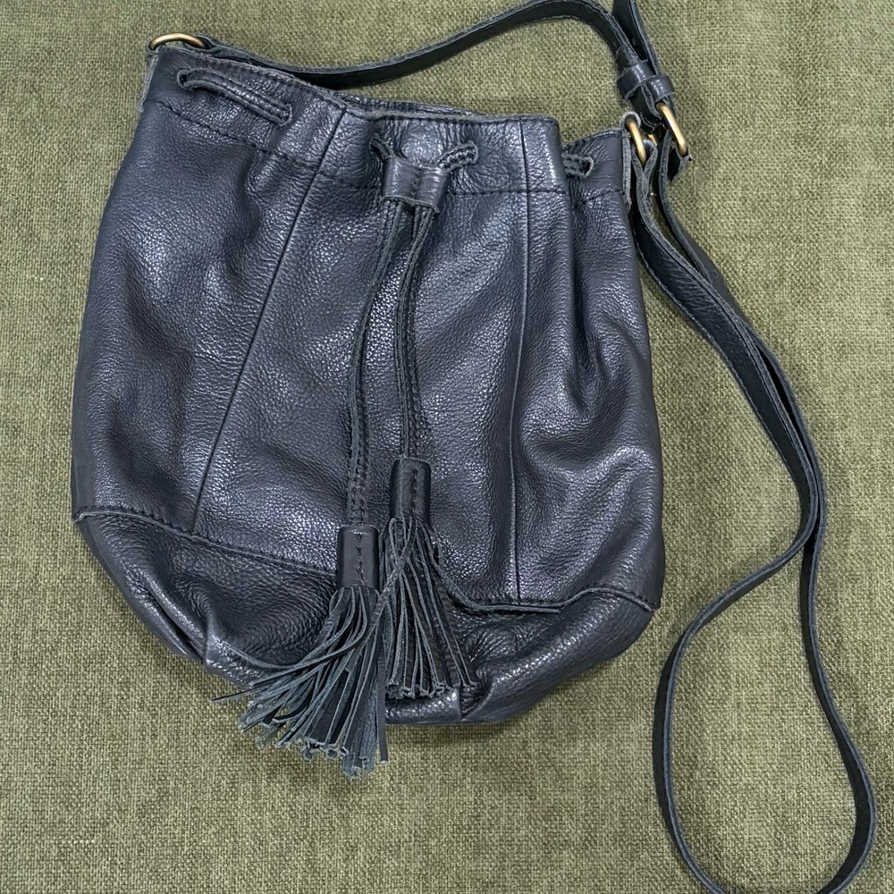 Lucky Brand Crossbody Black Purse w/ Tassel Drawstring